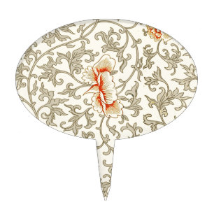 Vintage Pink Gray Botanical Floral Cake Topper