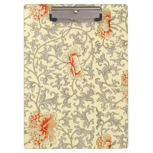Vintage Pink Gray Botanical Floral Clipboard