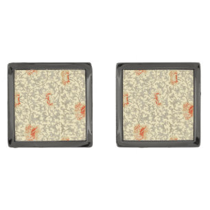 Vintage Pink Gray Botanical Floral Cufflinks