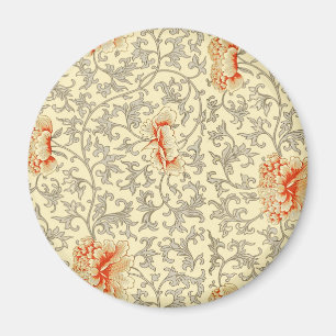 Vintage Pink Gray Botanical Floral Magnet