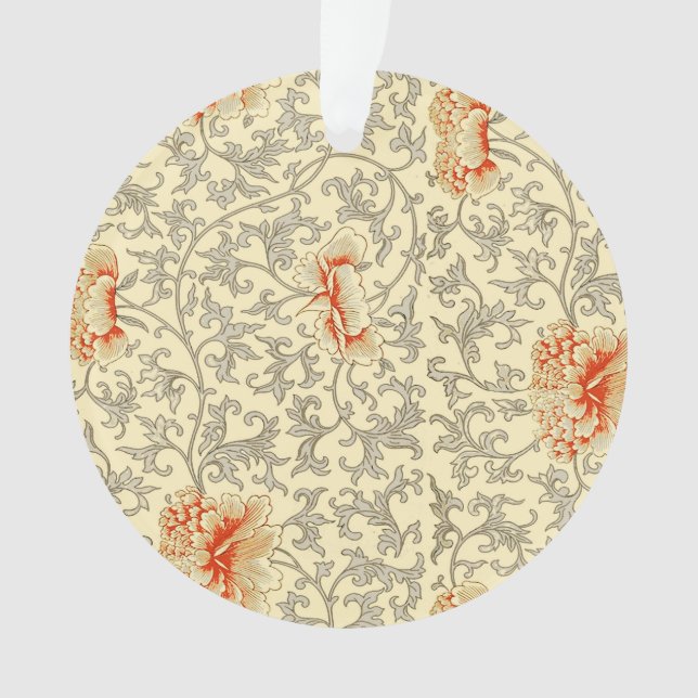 Vintage Pink Gray Botanical Floral Ornament (Front)