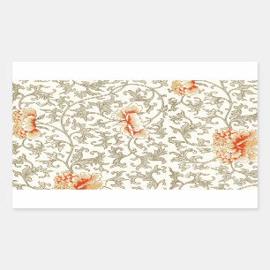 Vintage Pink Gray Botanical Floral Rectangular Sticker