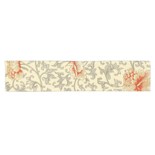 Vintage Pink Gray Botanical Floral Short Table Runner