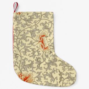 Vintage Pink Gray Botanical Floral Small Christmas Stocking