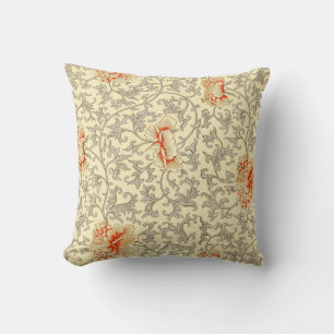 Vintage Pink Gray Botanical Floral Throw Pillow