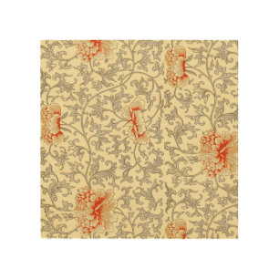 Vintage Pink Gray Botanical Floral Wood Wall Art