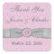 Vintage Pink, Gray Damask Wedding Favor Sticker