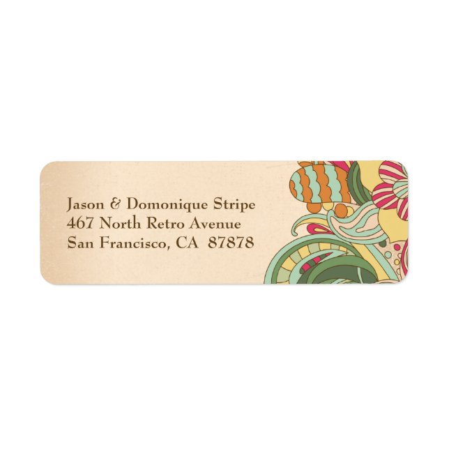 Vintage pink green floral swirl address labels (Front)