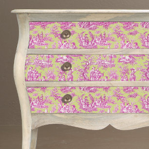 Vintage Pink Green Floral Toile de Jouy Tissue Paper