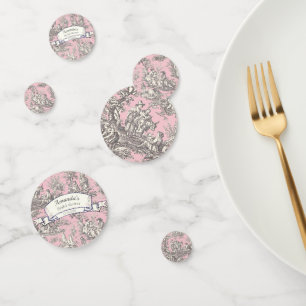 Vintage Pink Grey French Toile Bridal Shower Confetti