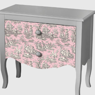 Vintage Pink Grey French Toile de Jouy Floral Tissue Paper