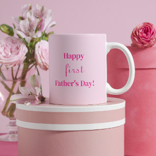 Vintage Pink Happy first Father's Day Girl Coffee Mug