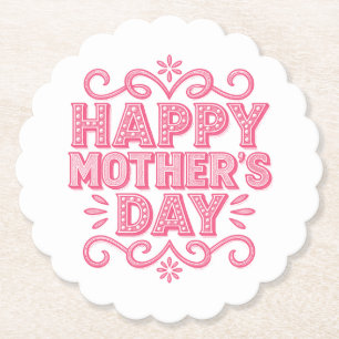 Vintage Pink Happy Mother’s Day Paper Coaster