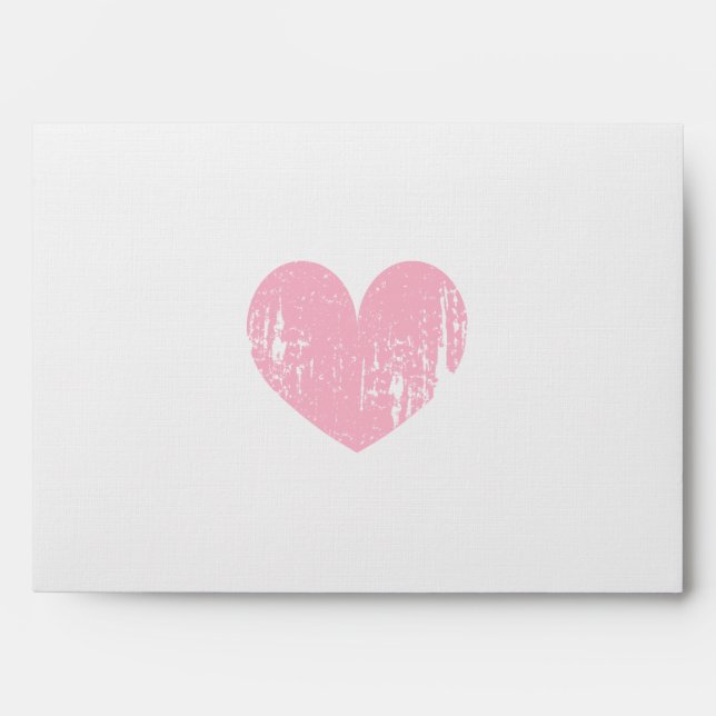 Vintage pink heart wedding envelopes (Front)