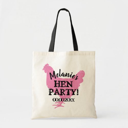 Vintage pink hen party tote bags for girls weekend