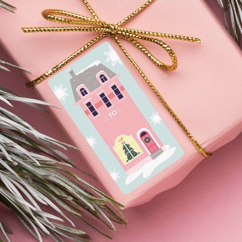 Vintage Pink Home For The Holidays To Label