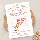 Vintage Pink Horse First Rodeo 1st Birthday Invitation<br><div class="desc">Vintage Pink Horse First Rodeo 1st Birthday Invitation

Girls first rodeo 1st birthday invitation featuring a cowgirl and horse as well as a rope like text heading.</div>