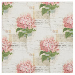 Vintage Pink Hydrangea French Ephemera Fabric