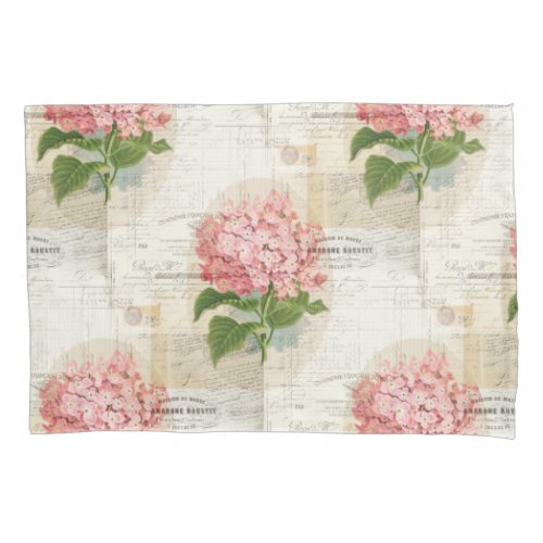 Vintage Pink Hydrangea French Pillowcase