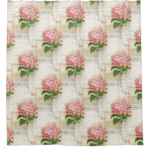 Vintage Pink Hydrangea French Shower Curtain