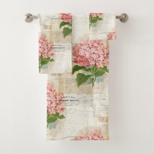 Vintage Pink Hydrangea French Towel Set