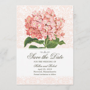 Vintage Pink Hydrangea Save The Date