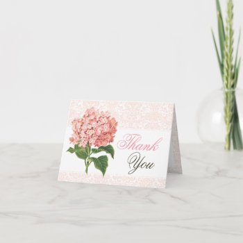 Vintage Pink Hydrangea Thank You Card by jardinsecret at Zazzle