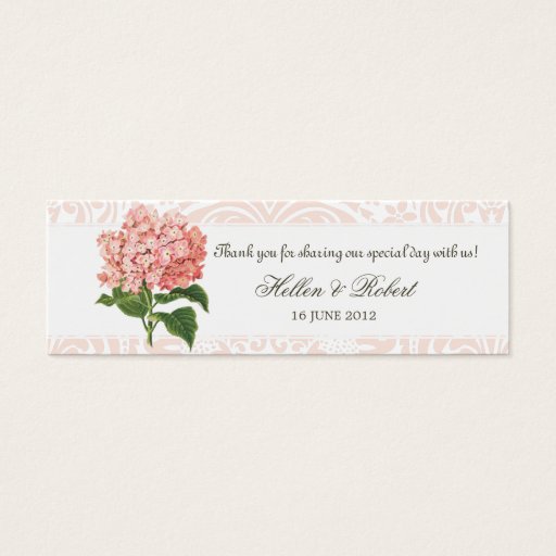 Customizable Vintage Pink Hydrangea Wedding Favor Tag Business Card