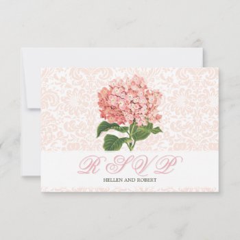 Vintage Pink Hydrangea Wedding Rsvp Card by jardinsecret at Zazzle