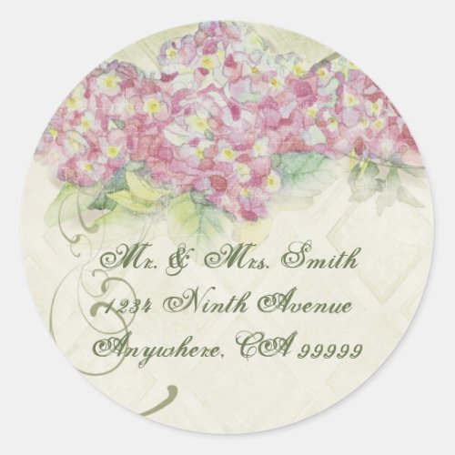 Vintage Pink  Hydrangea _ Wedding Seal Stickers