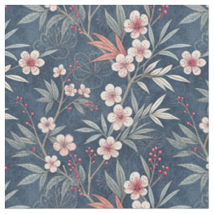 Vintage Pink Japanese Cherry Blossom Flower Design Fabric