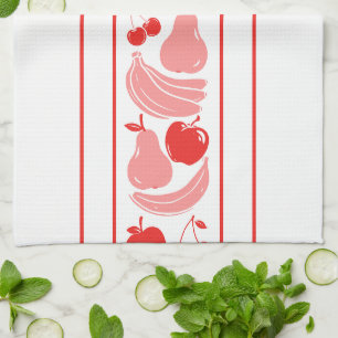 Vintage Pink Kitchen Fruit Stripe Grandmacore Towel