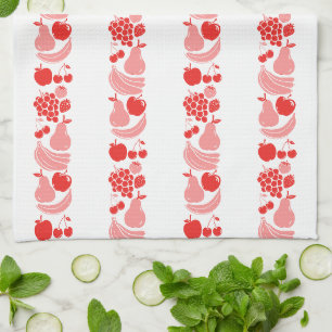 Vintage Pink Kitchen Fruit Stripes Grandmacore Towel
