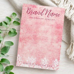 Vintage pink lace stencil damask earring card