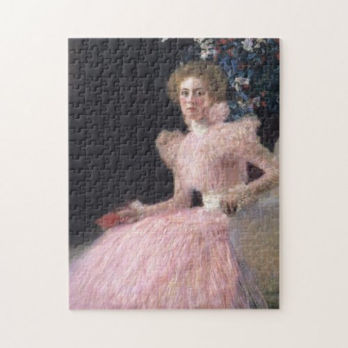 Vintage Pink Lady  Gustav Klimt Jigsaw Puzzle