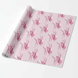 Vintage Pink Lady on Horseback with Falcon Wrapping Paper
