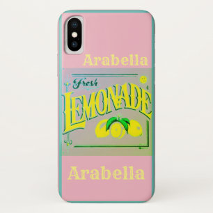 Vintage pink lemonade sign lemon fruit summer iPhone x case