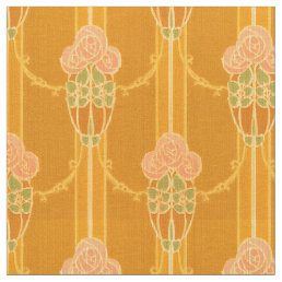 Vintage Pink Mackintosh Style Rose Cluster Pattern Fabric