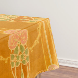 Vintage Pink Mackintosh Style Rose Cluster Pattern Tablecloth