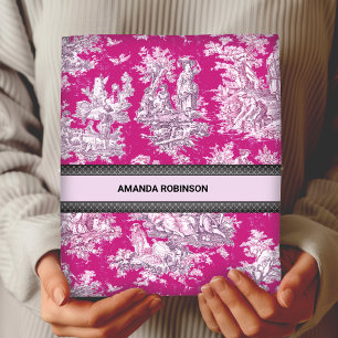 Vintage Pink Magenta Floral Toile de Jouy Wrapping Paper Sheets