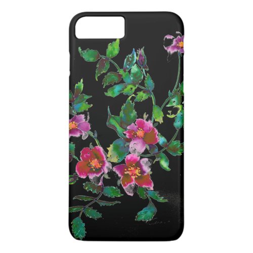 Vintage pink magenta watercolor roses  iPhone 8 plus7 plus case