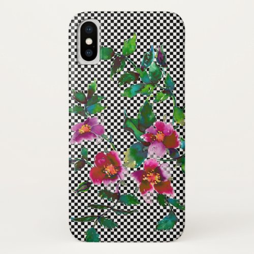 Vintage pink magenta watercolor roses  iPhone XS case
