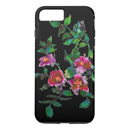 Vintage pink magenta watercolor roses  iPhone 8 plus7 plus case