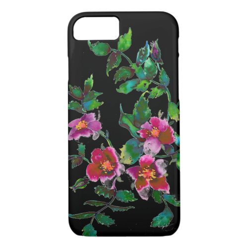 Vintage pink magenta watercolor roses  iPhone 87 case