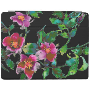 Vintage pink magenta watercolor roses iPad smart cover