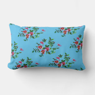 Vintage pink magenta watercolor roses lumbar pillow