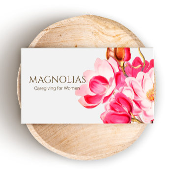 Vintage Pink Magnolias Floral Business Card by sm_business_cards at Zazzle
