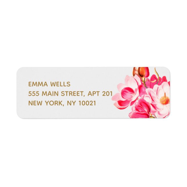 Vintage Pink Magnolias Floral Label (Front)