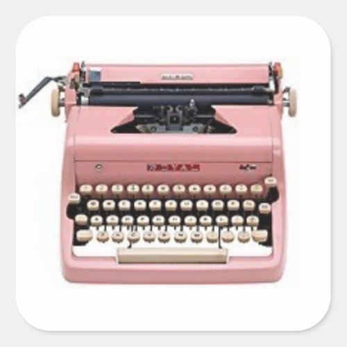 Vintage Pink Manual Typewriter Stickers square