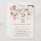 Vintage Pink Mason Jars Bridal Shower Invitation